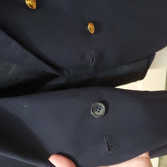 Navy Gold Buttoned Coat - Picture 8 of 11